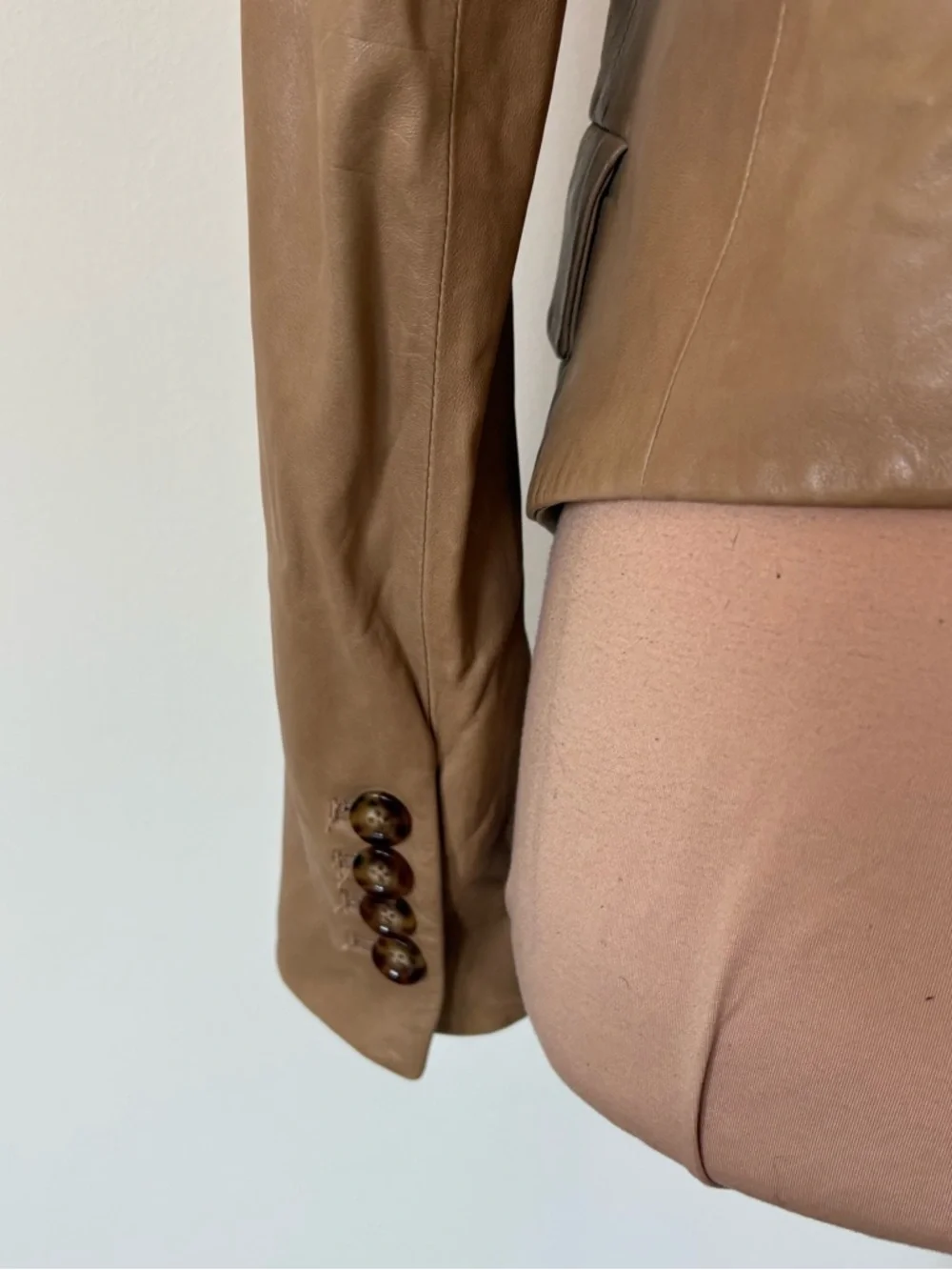 Veronica Beard Brown Cooke Dickey Lambskin Leather Double Breasted Jacket Size 2